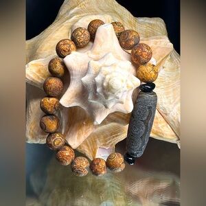 WITCHES EYES TIBETAN DZI AGATE NATURAL STONES BRACELET size 7.5”